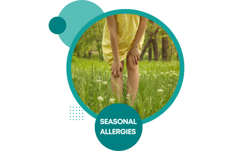 A girl is suffering from seasonal allergy which is scratching her knee