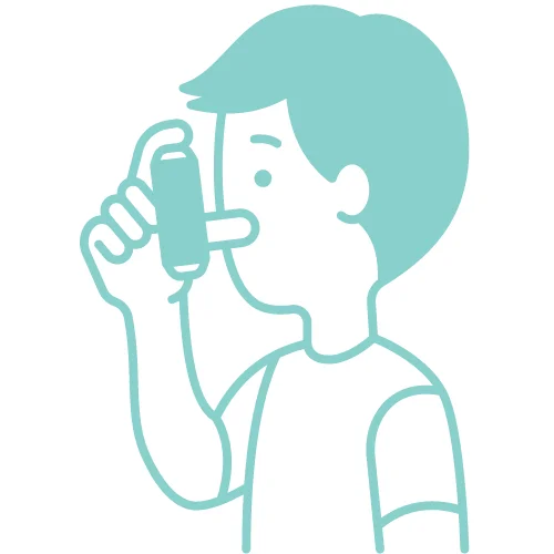A child inhale the inhaler to prevent from asthma