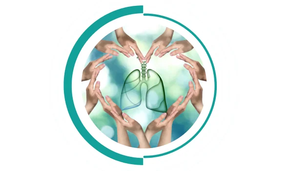 Image showing hands surrounds the lungs diagram